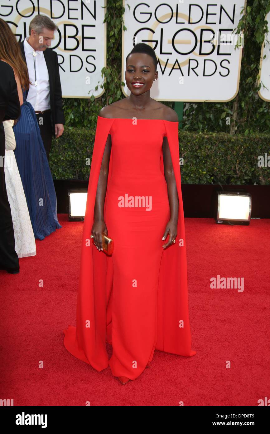 Los Angeles, USA. 12 janvier 2014. Lupita Nyong'o participe à la 71e Golden Globe Awards annuels aka Golden Globes à l'hôtel Beverly Hilton à Los Angeles, USA, le 12 janvier 2014. Photo : Hubert Boesl/dpa/Alamy Live News Banque D'Images