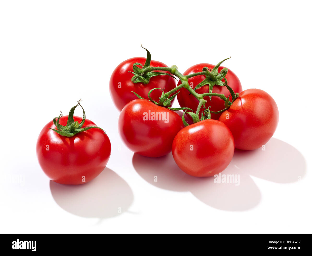 6 tomates, studio shot Banque D'Images