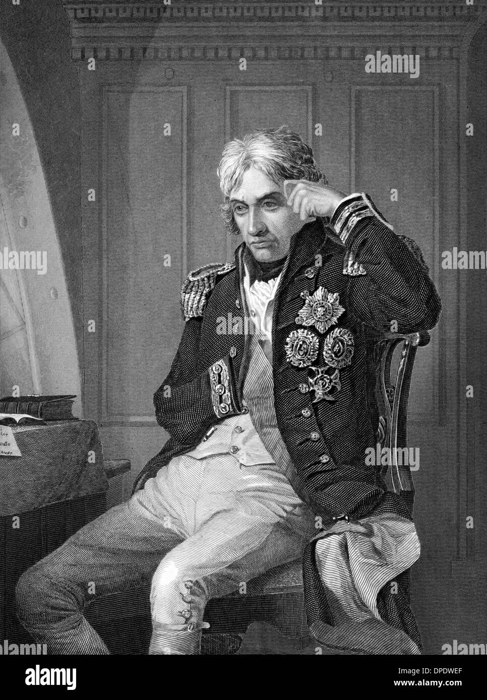 Horatio Nelson, 1er vicomte Nelson (10 Downing Street) sur gravure de 1873. Un officier anglais célèbre. Banque D'Images