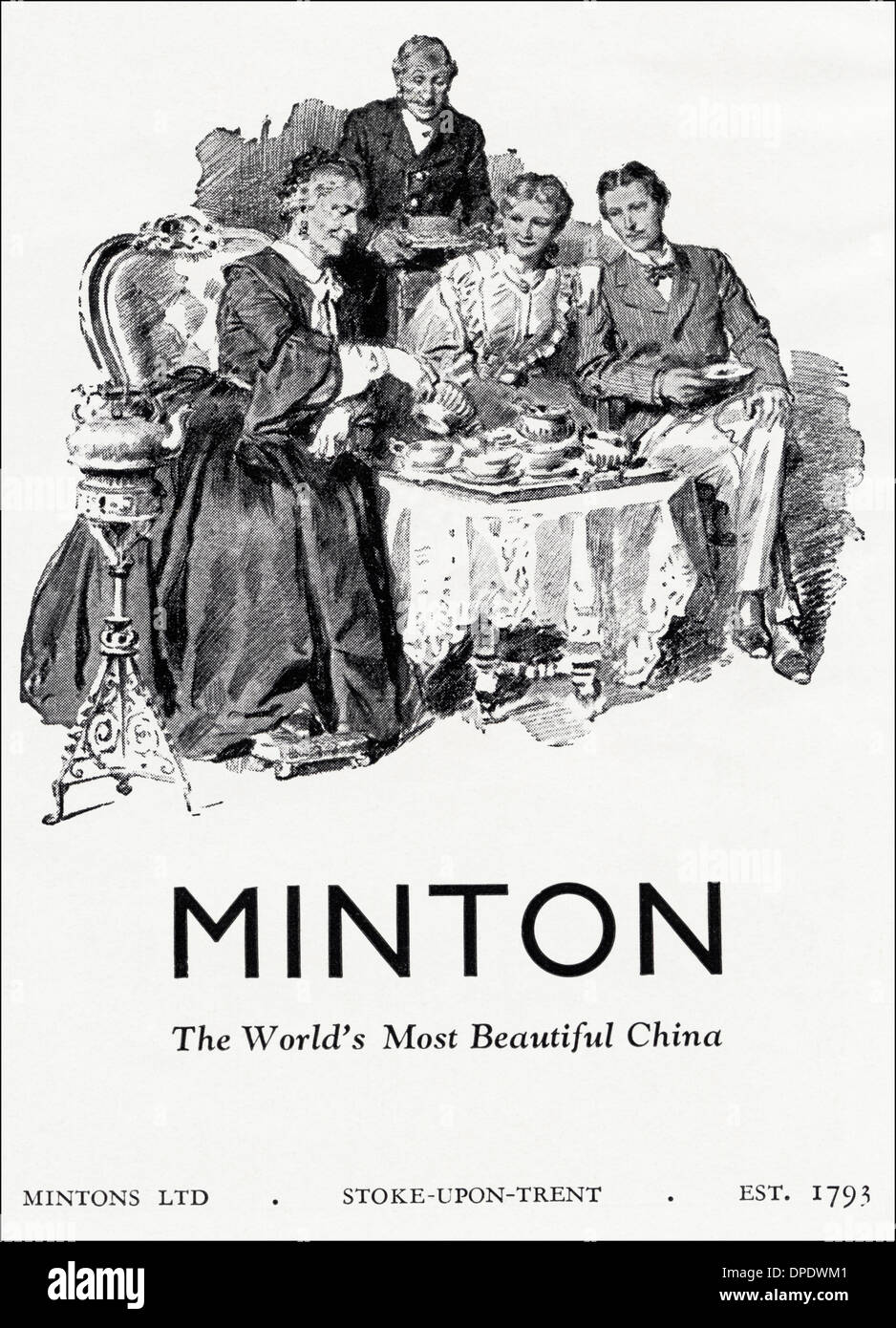 1950 Publicité Publicité MINTON CHINE de Stoke-on-Trent. Annonce dans le magazine de mode pour femmes vers 1952. Banque D'Images