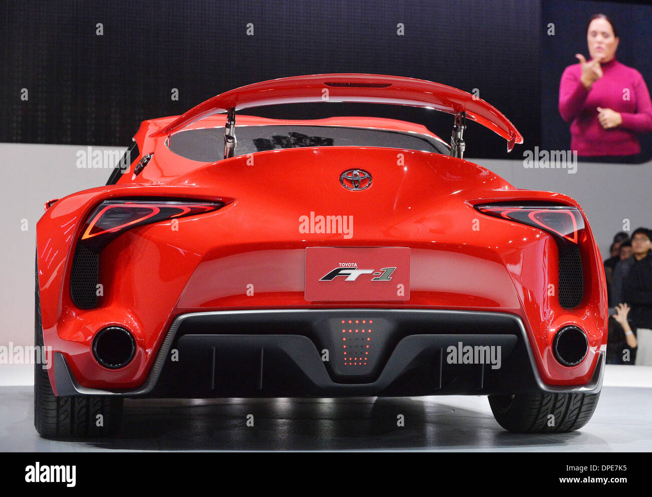 Detroit, USA. 13 Jan, 2014. La Toyota FT-1 coupé est dévoilée au cours d'une conférence de presse Aperçu du 2014 North American International Auto Show (NAIAS) à Detroit, États-Unis, 13 janvier 2014. Credit : Zhang Jun/Xinhua/Alamy Live News Banque D'Images