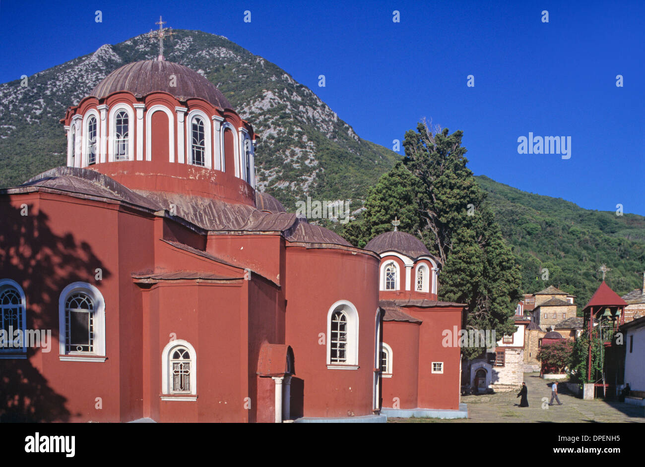 Catholicon ou église principale du monastère Grande Laure Le Mont Athos en Grèce Banque D'Images