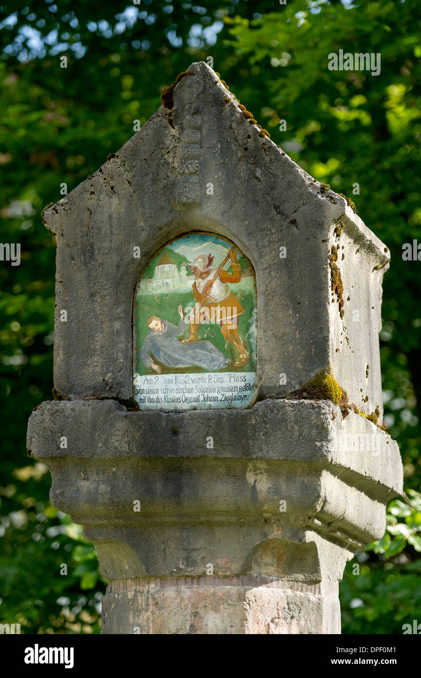 Plaque médiévale dans la cour, abbaye, Ettal Ettal, Haute-Bavière, Bavière, Allemagne Banque D'Images