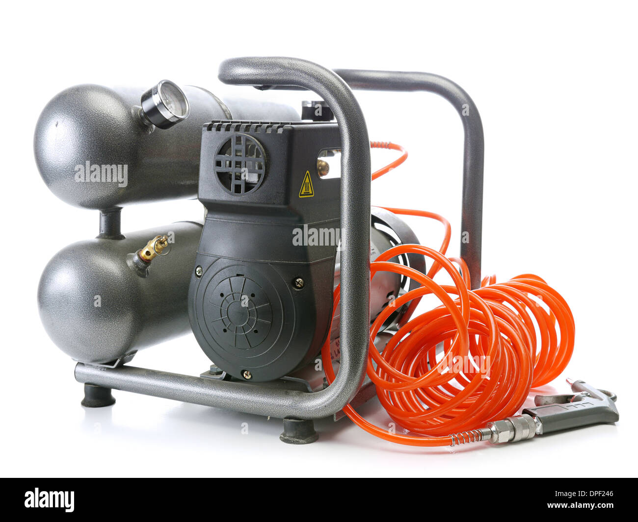 Compresseur d'air portatif shot on white Banque D'Images