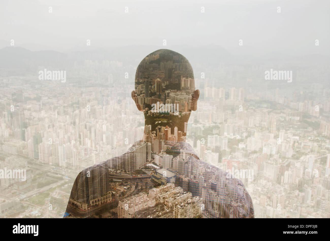 Businessman et Hong Kong cityscape, image composite Banque D'Images