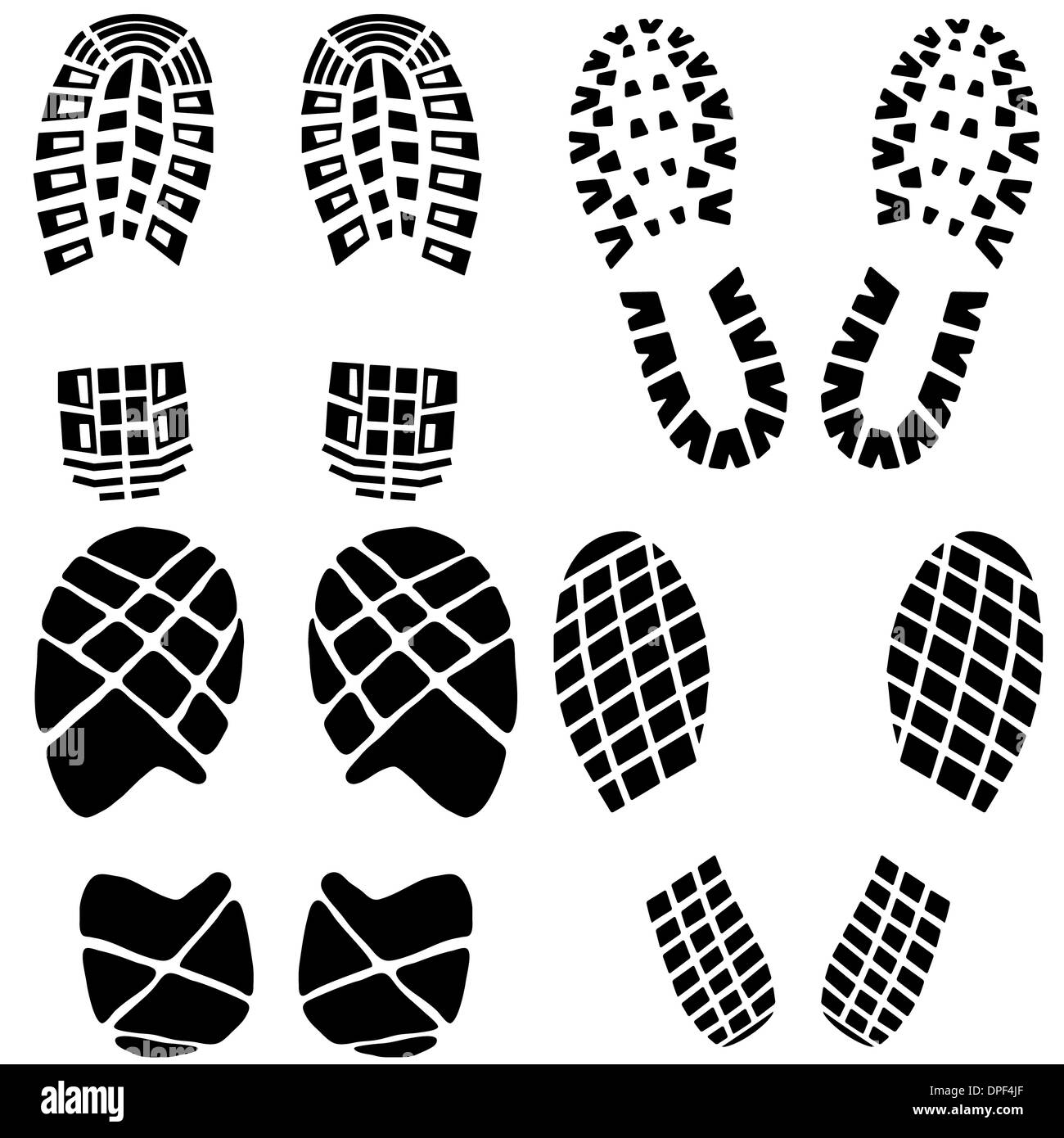 Ensemble d'empreintes noires Banque D'Images
