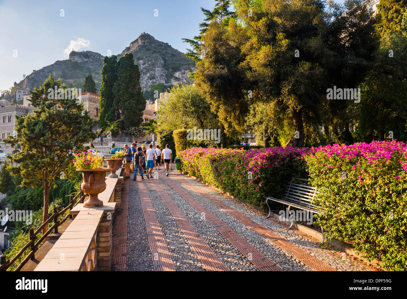 Jardins publics à Taormina Taormina, Sicile, Italie, Europe Banque D'Images