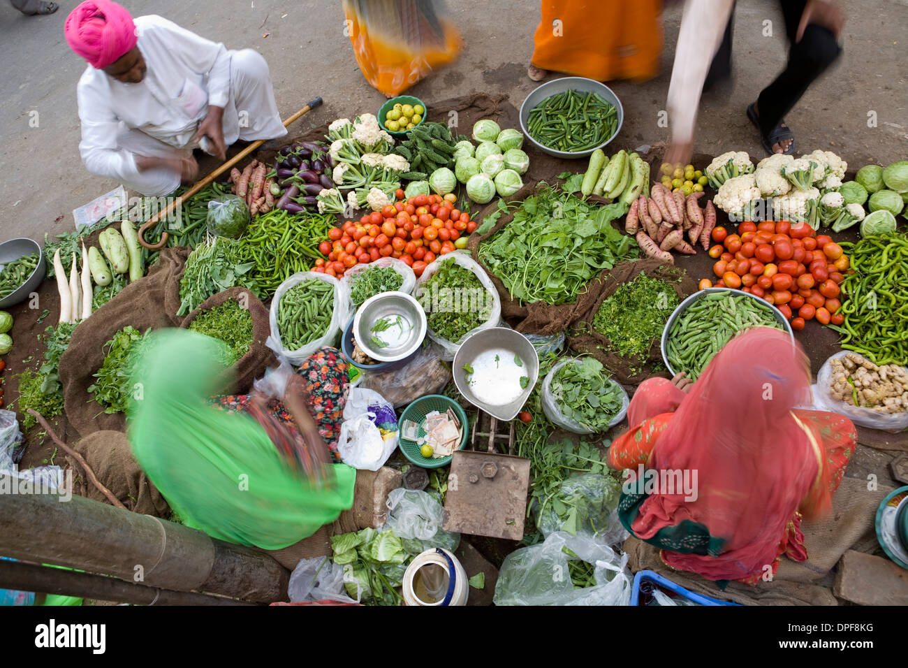 Marché aux légumes, Jaisalmer, l'ouest du Rajasthan, Inde, Asie Banque D'Images