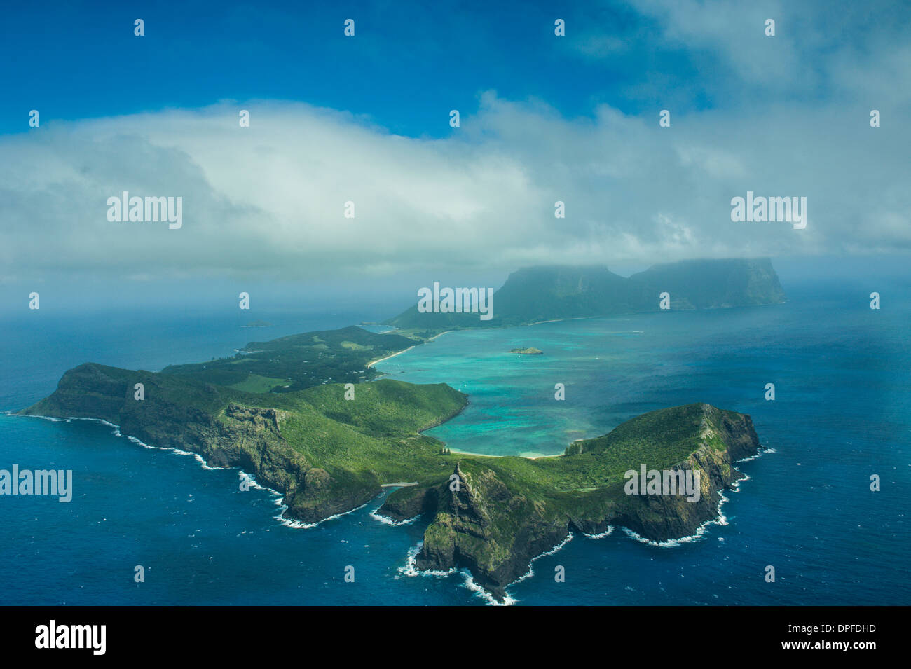 Vue aérienne de l'île Lord Howe, Site du patrimoine mondial de l'UNESCO, de l'Australie, du Pacifique, de la mer de Tasman Banque D'Images