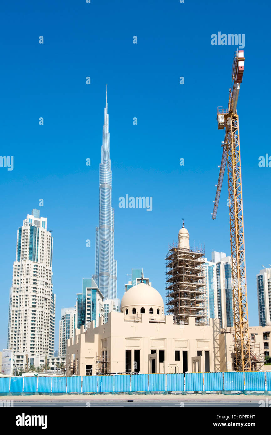 Nouvelle mosquée en construction au centre-ville de Dubaï aux Émirats Arabes Unis Banque D'Images