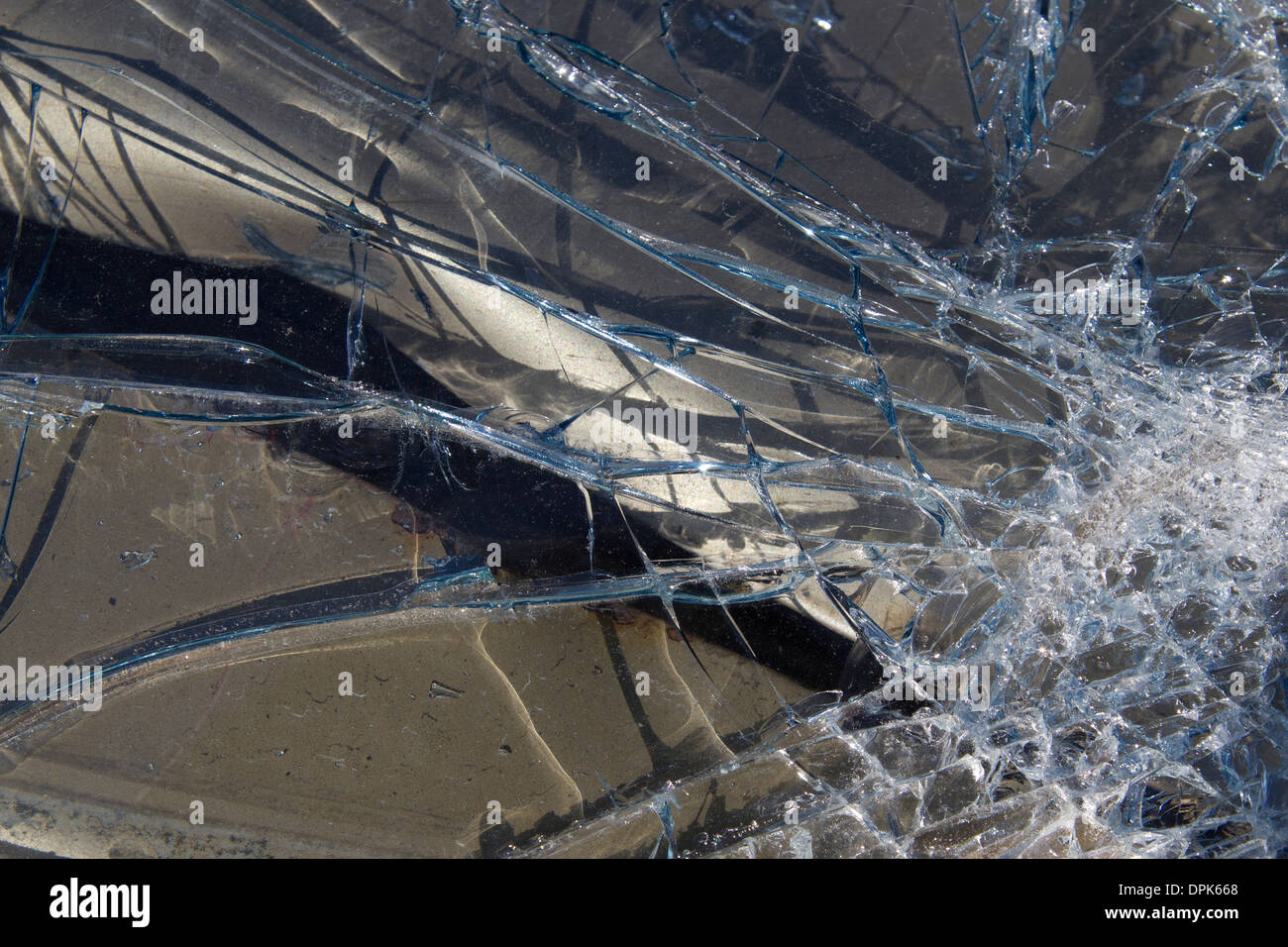Verre de pare-brise brisés, close-up. Banque D'Images