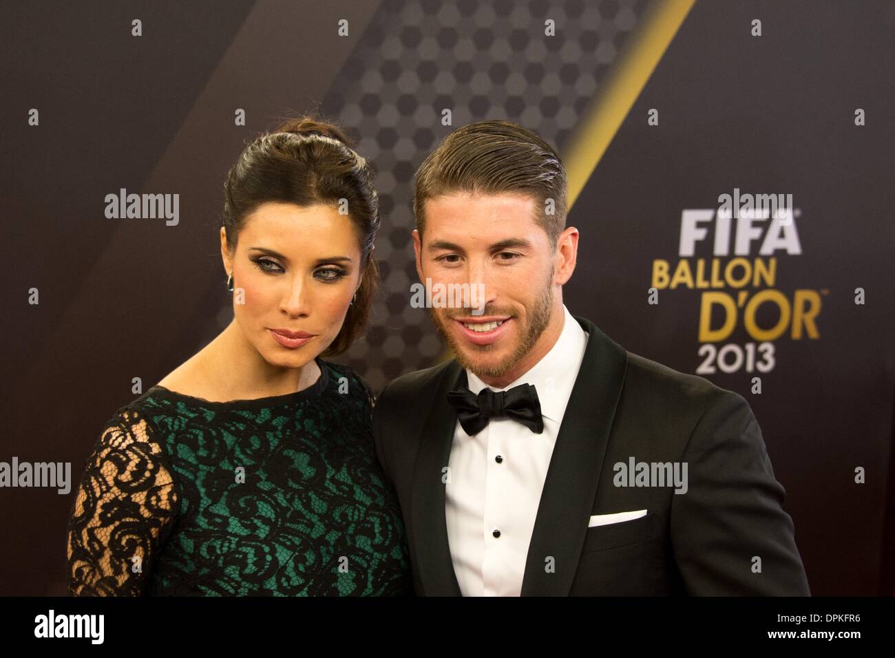 Zurich, Suisse. 13 Jan, 2014. (L-R) Pilar Rubio, Sergio Ramos Football : Football / FIFA Ballon d'Or 2013 Gala au Kongresshaus de Zurich, Suisse . Credit : Enrico Calderoni/AFLO SPORT/Alamy Live News Banque D'Images