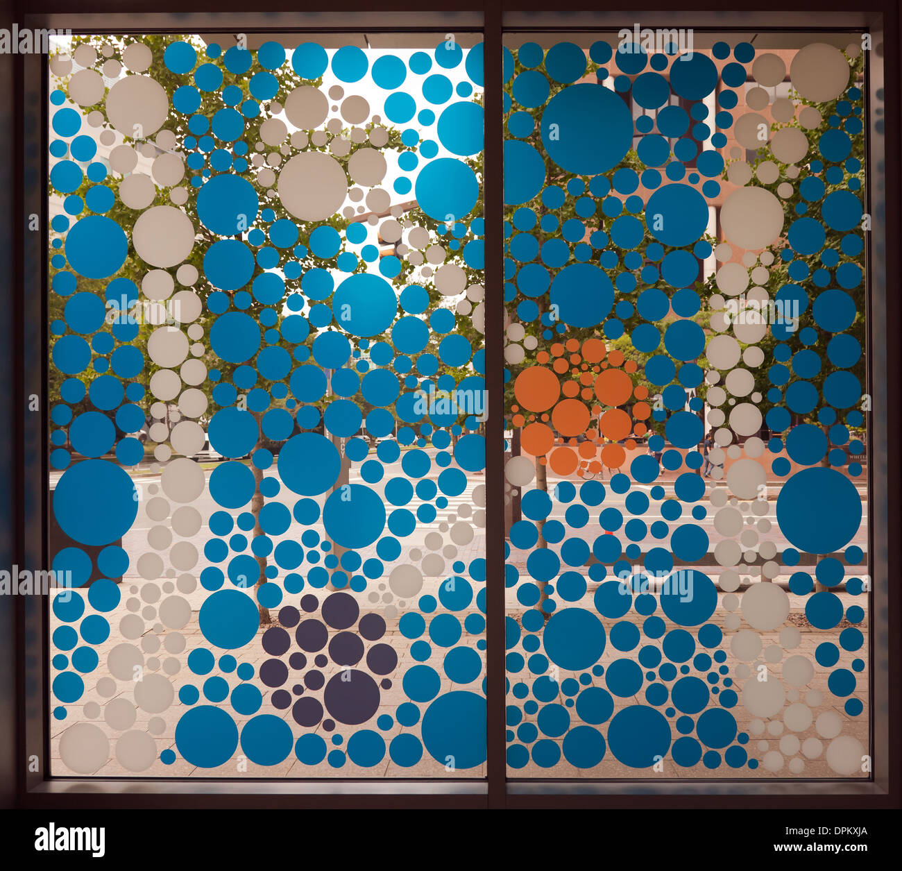 Illustrations sur une fenêtre à l'Institut Koch Galerie publique au MIT, Banque D'Images