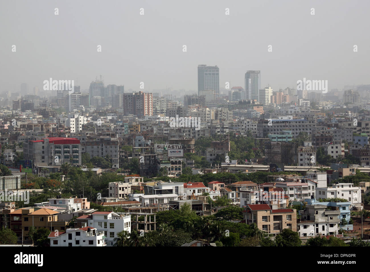 Tôt le matin, survol de la ville de Dhaka, Bangladesh Banque D'Images