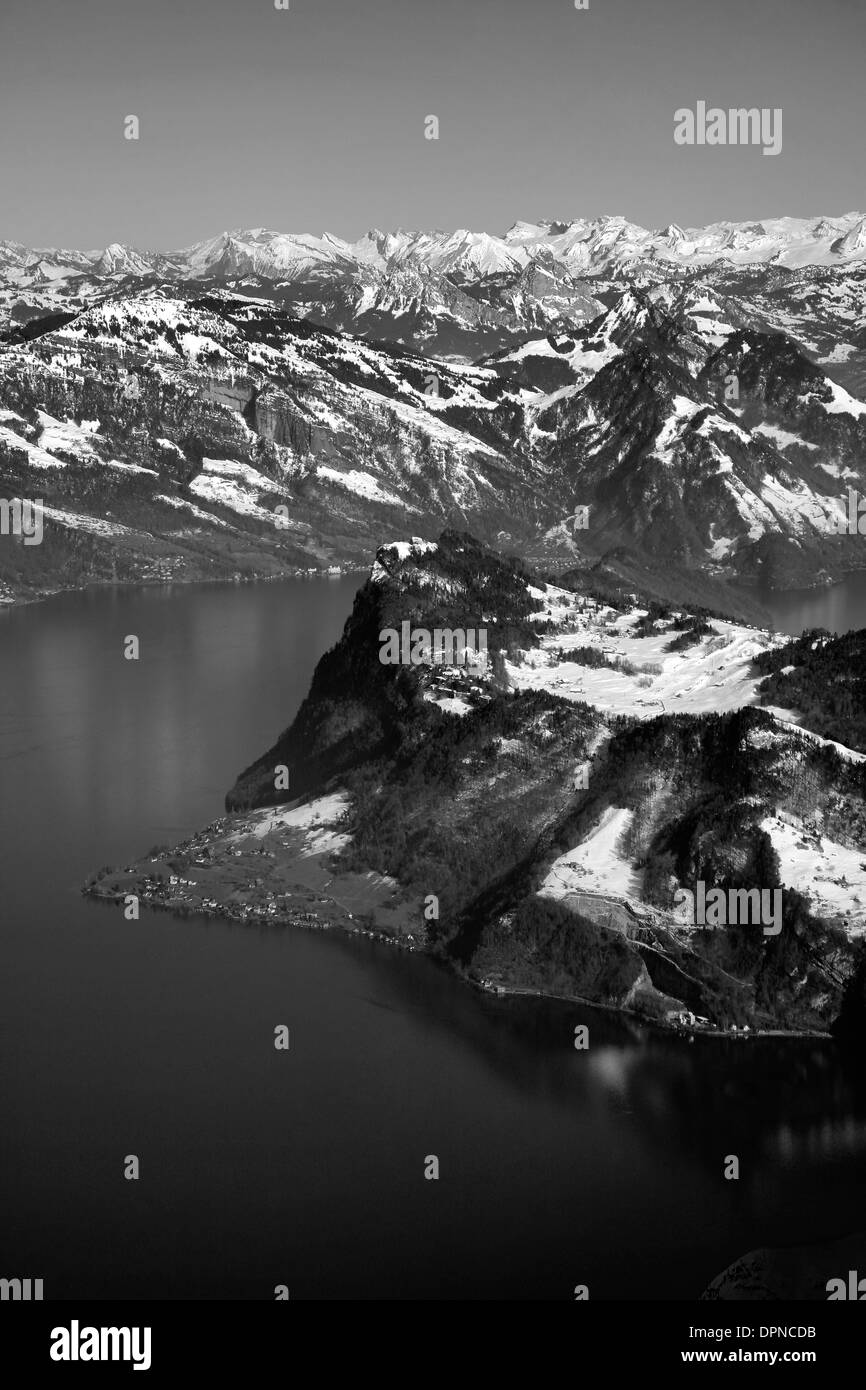 Lake Lucerne depuis le Mont Pilatus Kulm, Canton de Lucerne, Swiss Alps, Switzerland, Europe Banque D'Images