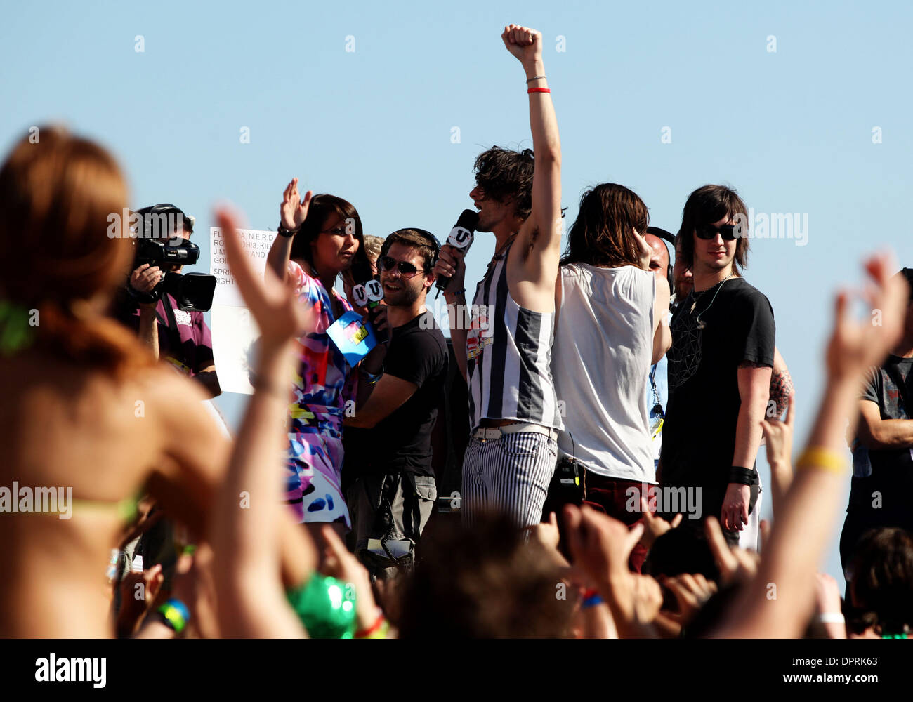 Mar 17, 2009 - Panama City Beach, Floride, USA - "Parabellum" effectuant à MTV Spring Break 2009 show à Panama City Beach, en Floride. TYSON RITTER, NICK WHEELER, MIKE KENNERTY ET CHRIS GAYLOR. (Crédit Image : © Shane Babin/ZUMA Press) Banque D'Images