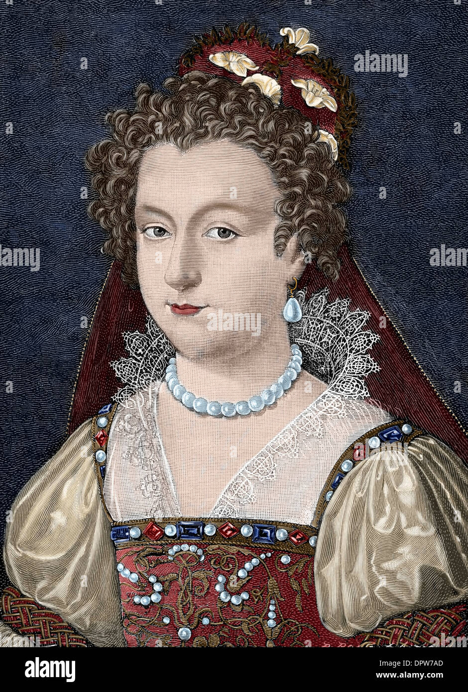 Elizabeth d'York (1466-1503). Reine consort d'Angleterre. Gravure de R. Bong. L'histoire universelle, 1885. De couleur. Banque D'Images