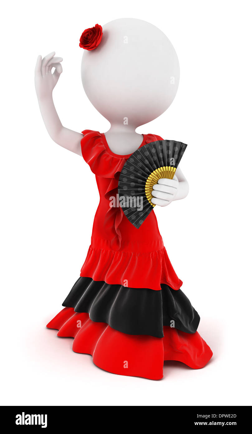 3d white people flamenco dancer, isolé sur fond blanc, image 3D Banque D'Images