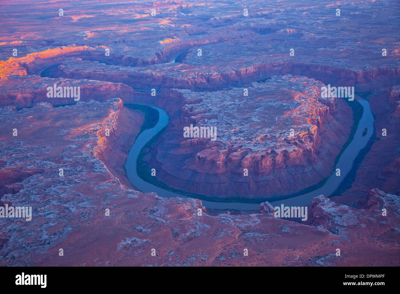 Bowknot Bend Labyrinth Canyon Utah Plusieurs méandres de Green River, près de Canyonlands National Park Photo aérienne Banque D'Images
