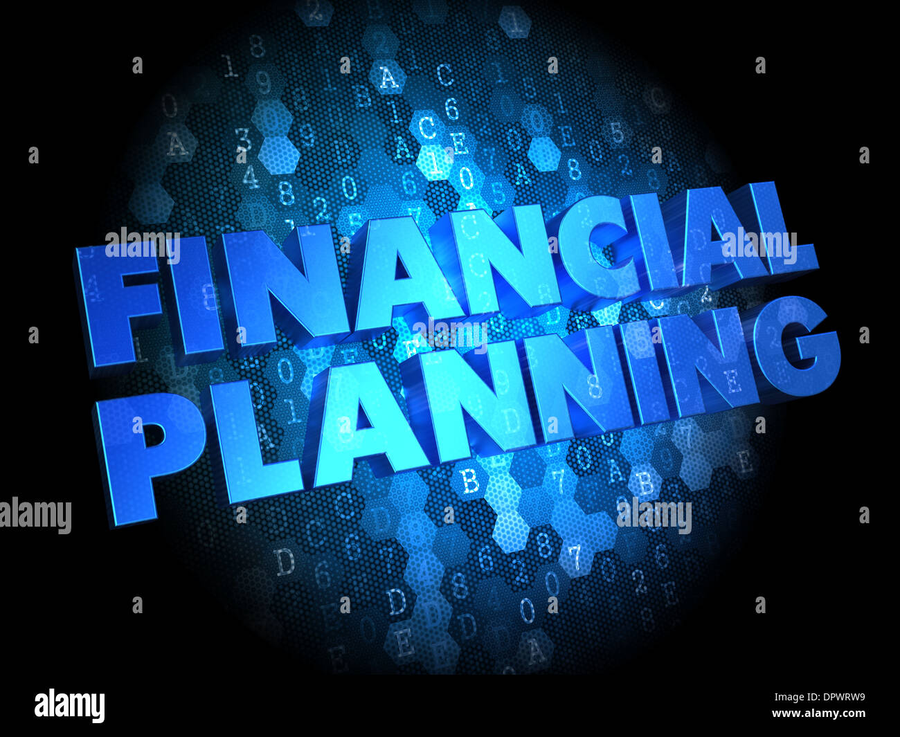 La planification financière sur fond numérique sombre. Banque D'Images