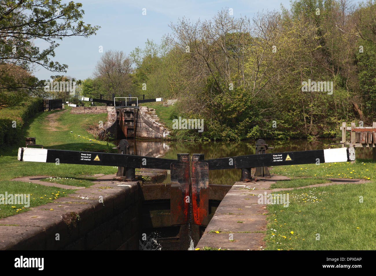 11 verrouillage sur le Bosley vol d'écluses sur le canal près de Macclesfield Cheshire Sandbach Banque D'Images