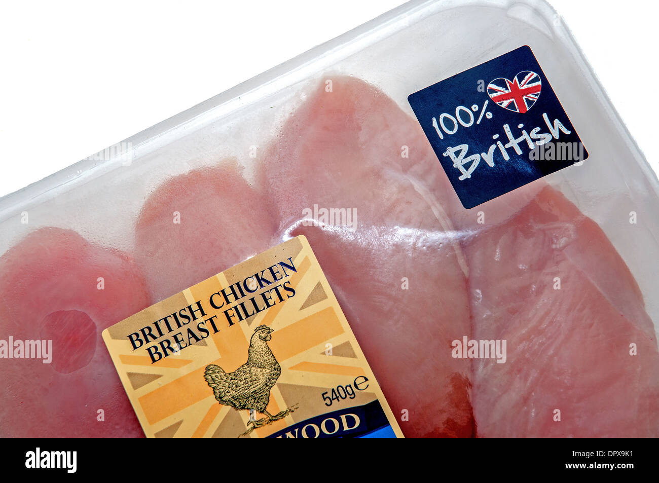 Un paquet de filets de poulet frais Banque D'Images