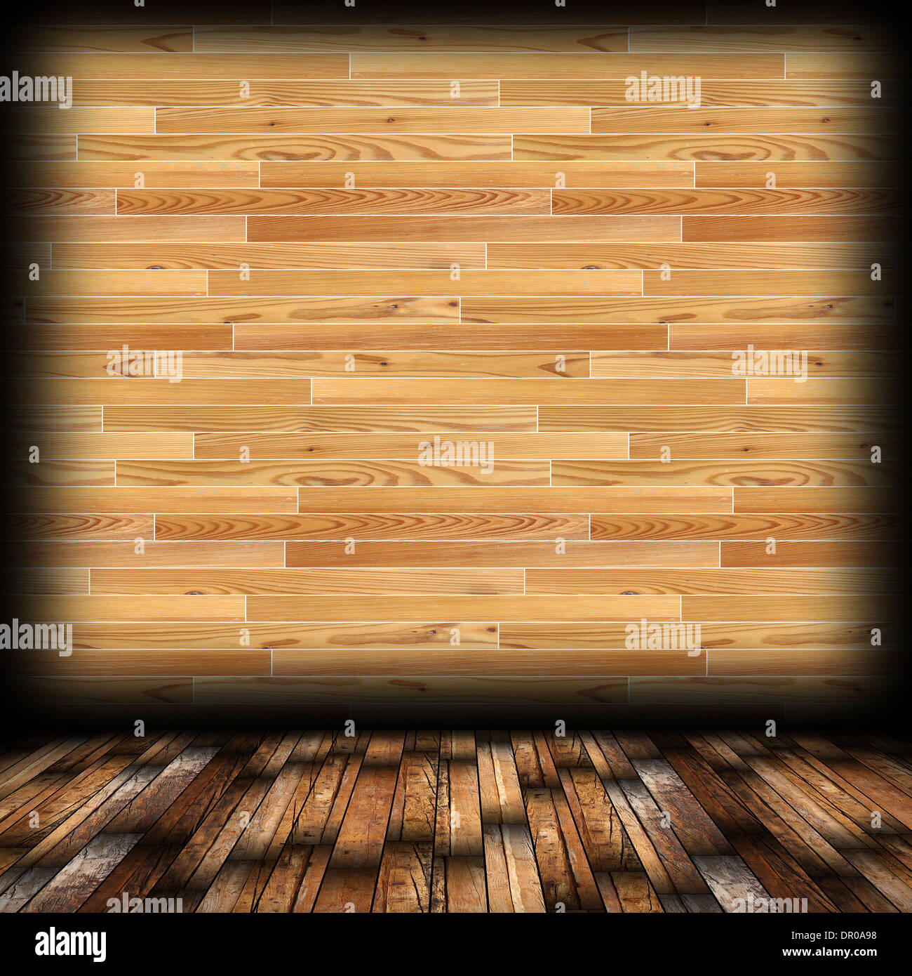 Arrière-plan de la salle vide lodge avec finition bois sur le plancher et le mur Banque D'Images