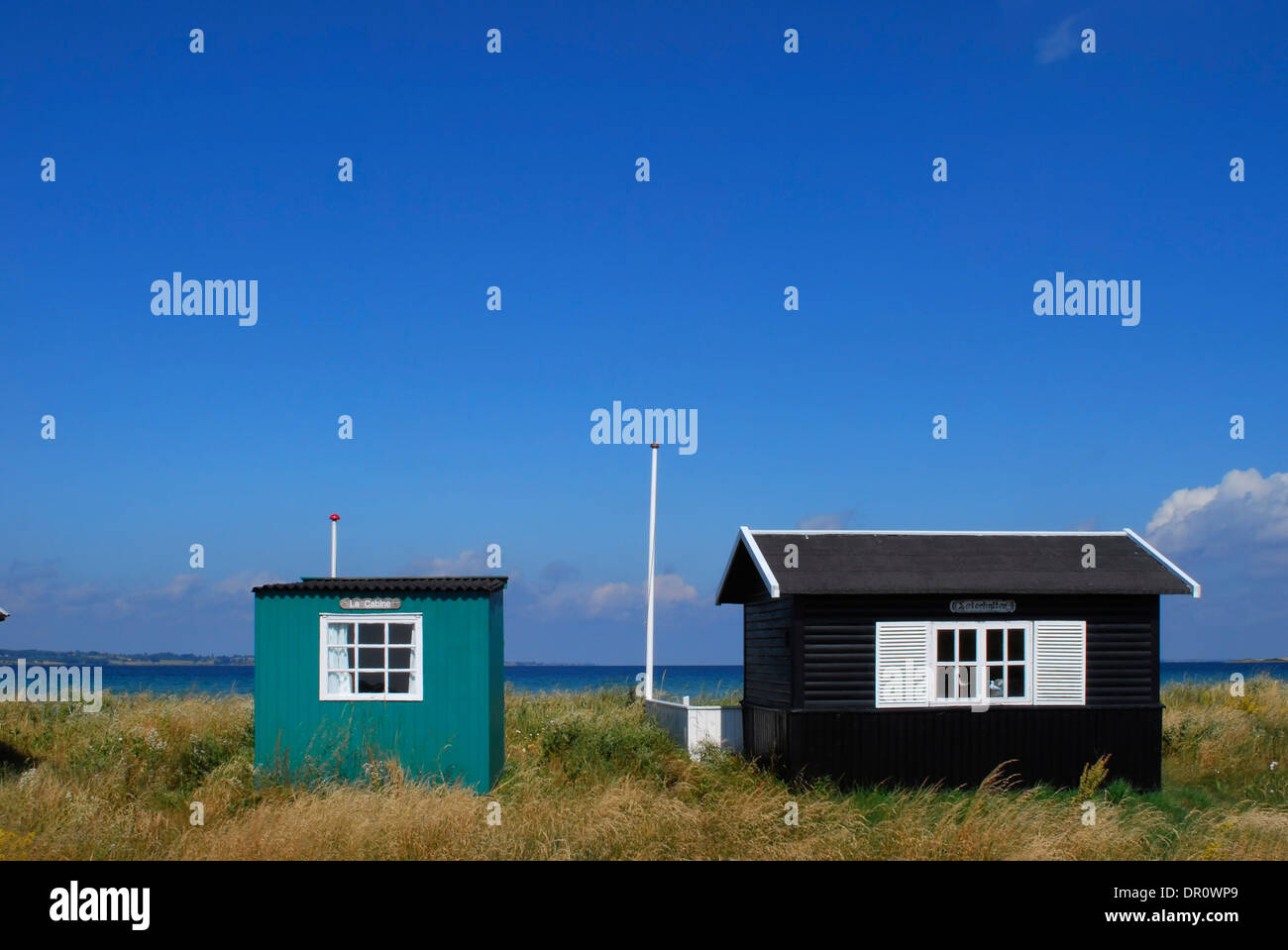 Aero island, cabines de plage à Aeroskobing Vesterstrand, Fionie, Danemark, Scandinavie, Europe Banque D'Images