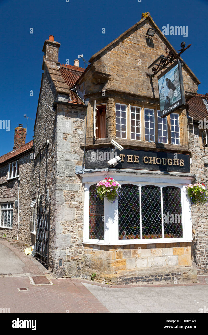 L'Choughs pub dans High Street, blettes, Somerset Banque D'Images