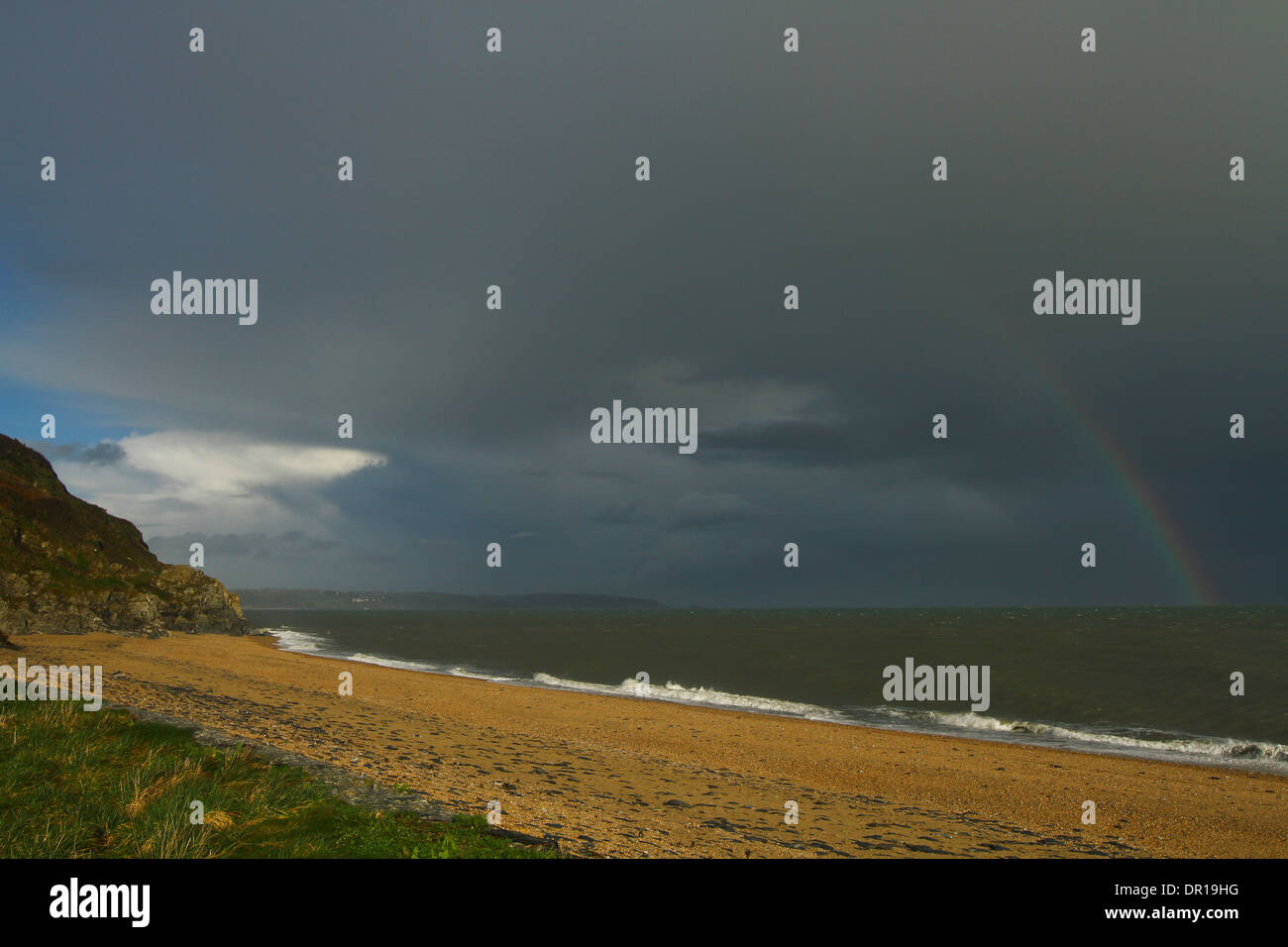 Tempête plage Devon Beesands Arc-en-Mer Banque D'Images