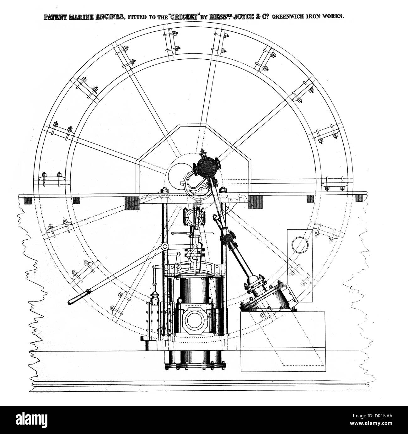 Marine brevet motorisations de Cricket par Mess'rs W Joyce & Co Greenwich Iron Works Banque D'Images