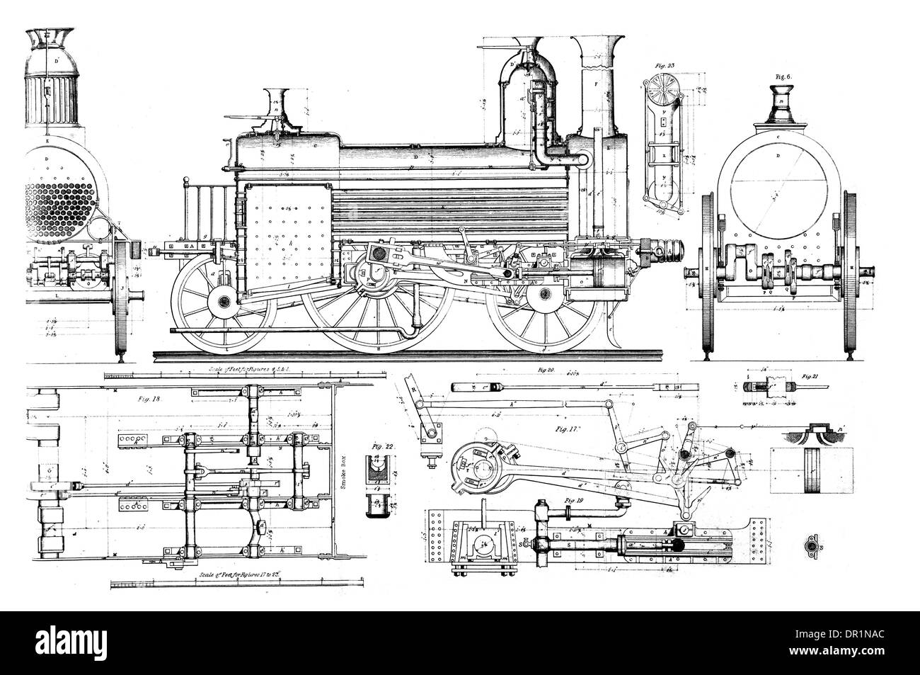 Moteur de train du London and South Western Railway No 8A vers 1860 Banque D'Images