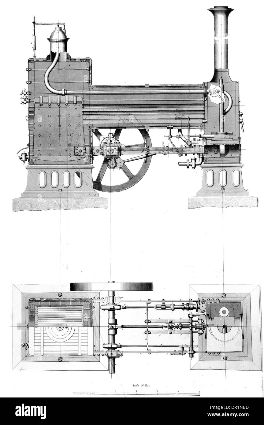 Sans condensation portable machine à vapeur comme construit par Benjamin Hick & Son Iron Works Bolton vers 1848 Banque D'Images