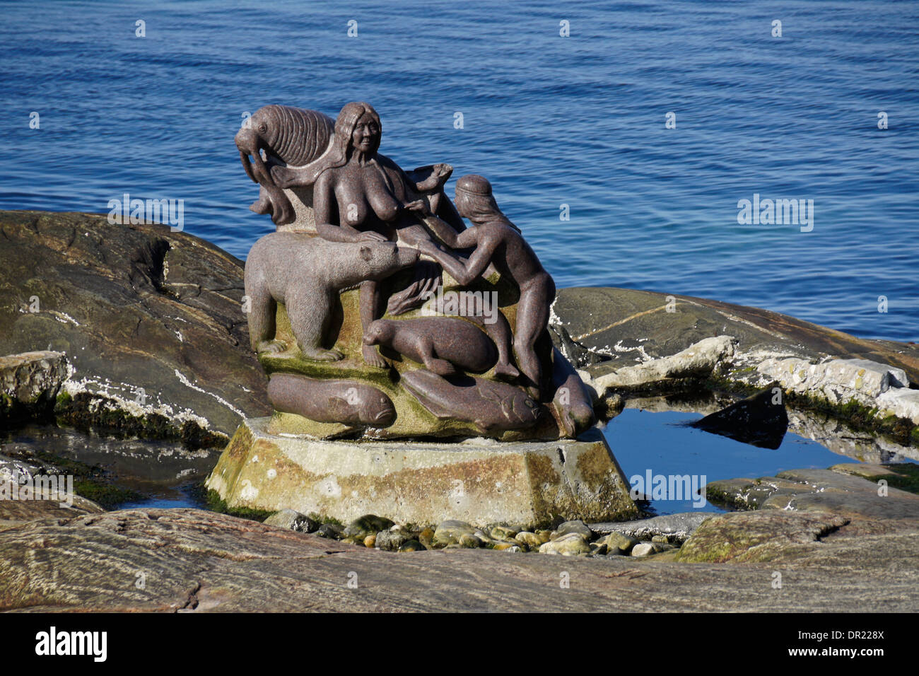 Mère de la mer (Sassuma Arnaa) sculpture de Nuuk (Godthab), Groenland Banque D'Images