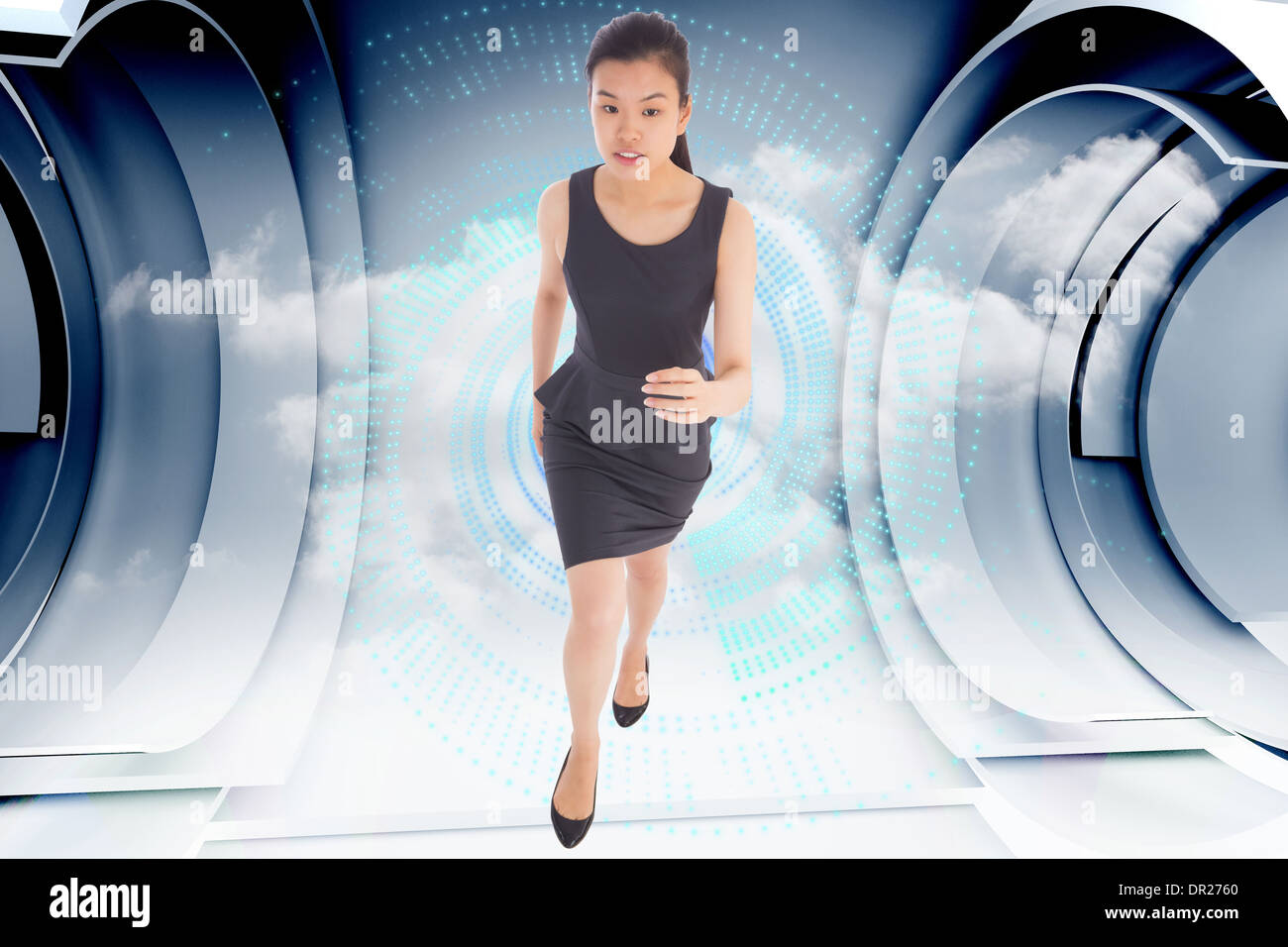 Composite image of businesswoman stepping up Banque D'Images