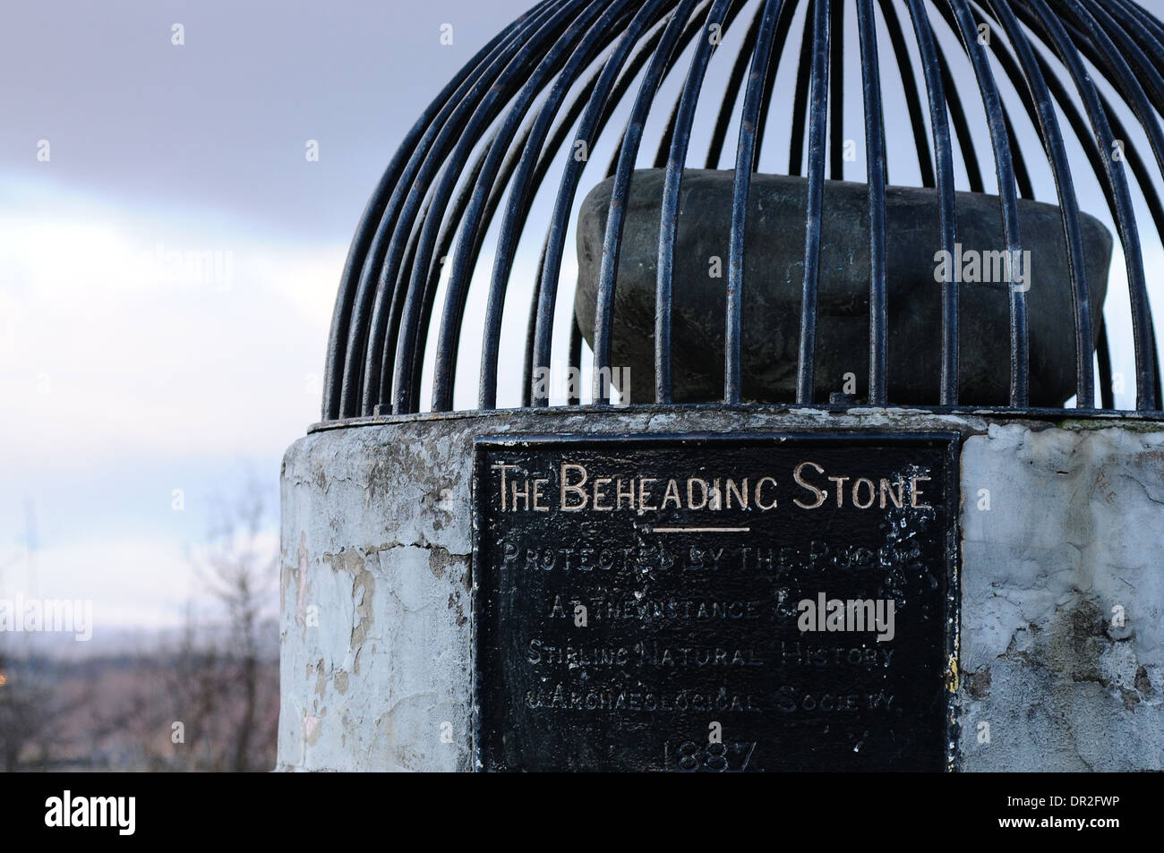 Le Behading stone à Stirling, Ecosse centrale. Au sommet de la colline et la pierre Gowan était probablement utilisé dans les exécutions. Banque D'Images