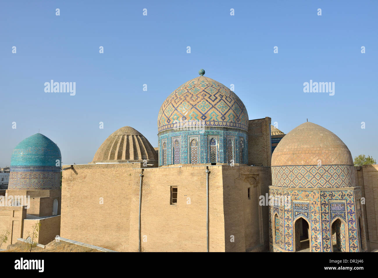 De l'architecture timuride, Shah-i-Zinda mausolée complexe, Samarkand, Ouzbékistan Banque D'Images