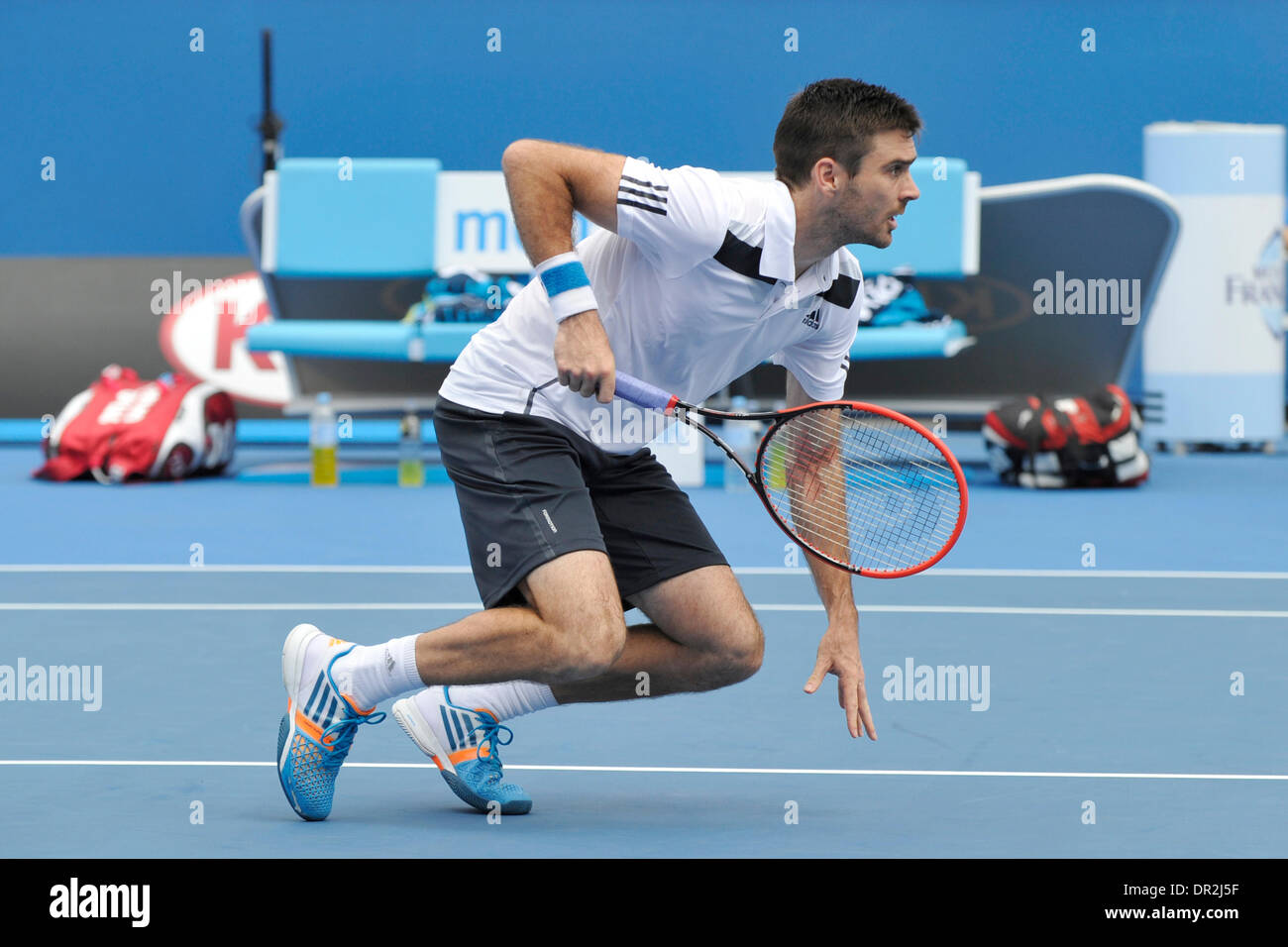 Melbourne, Australie. 18 janvier, 2014. Colin Fleming de Grande-bretagne en action sur une sixième journée de l'Open d'Australie de Melbourne Park. Credit : Action Plus Sport/Alamy Live News Banque D'Images