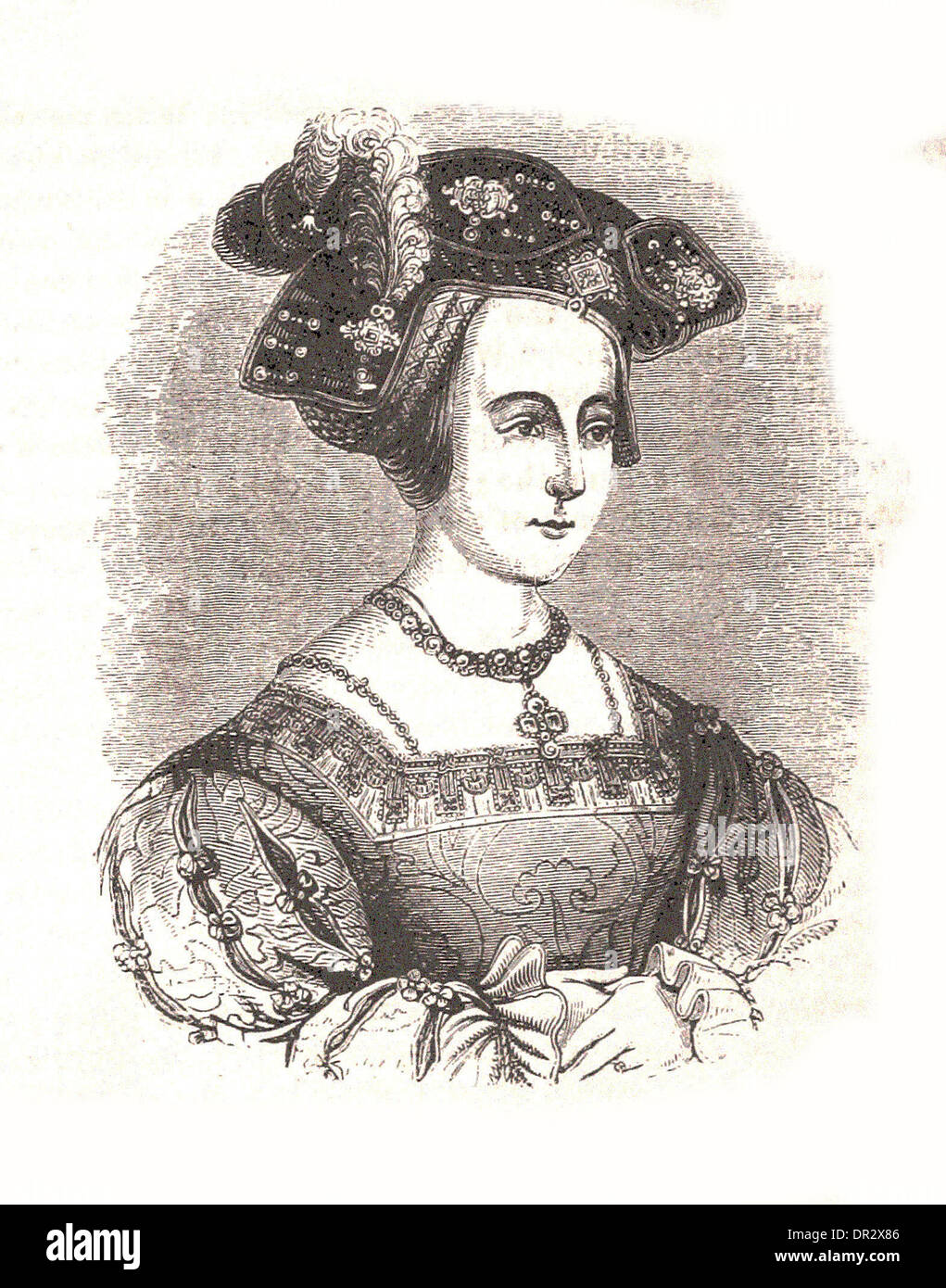 Portrait de Quen Anne Boleyn - Britsh gravure Banque D'Images