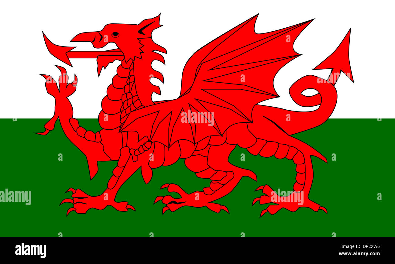 Le drapeau national du pays de Galles dragon Banque D'Images