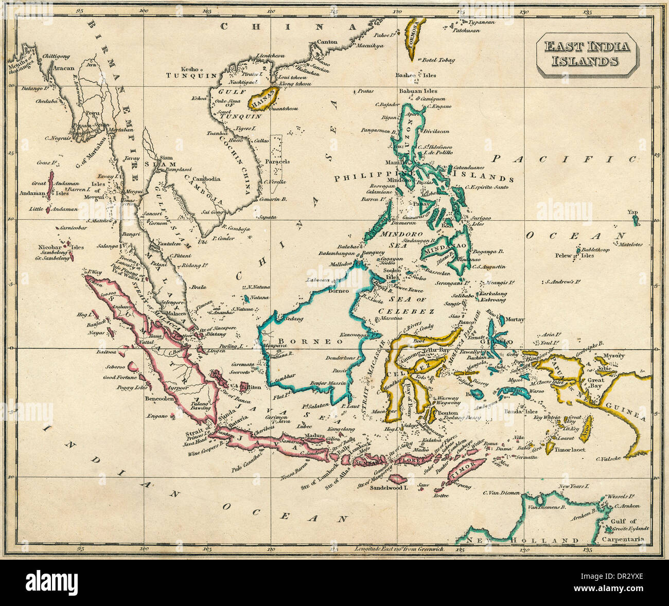 INDES ORIENTALES CARTE Banque D'Images