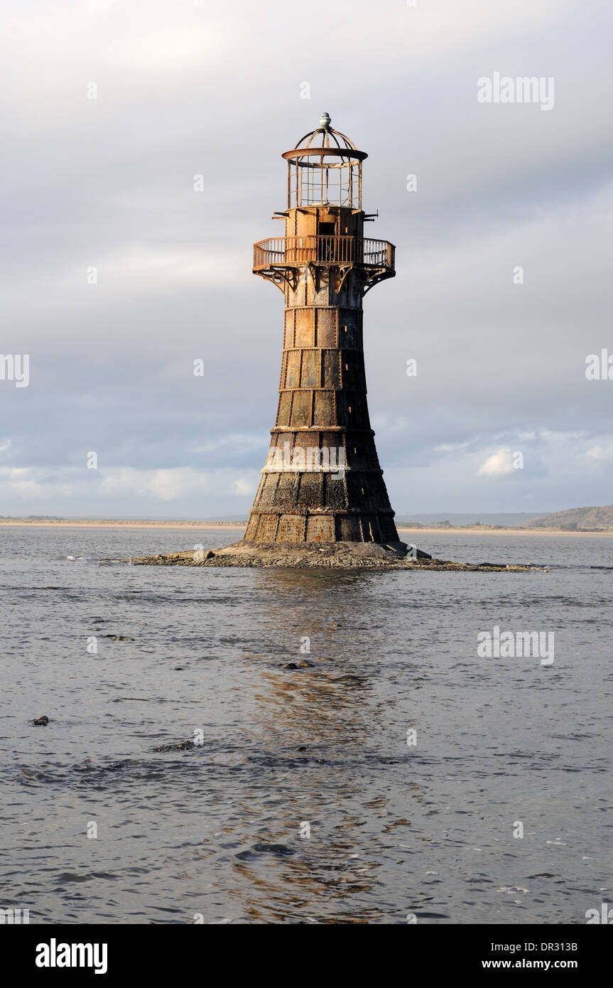 Whitford Point Lighthouse phare fonte Péninsule de Gower Wales Cymru UK GO Banque D'Images