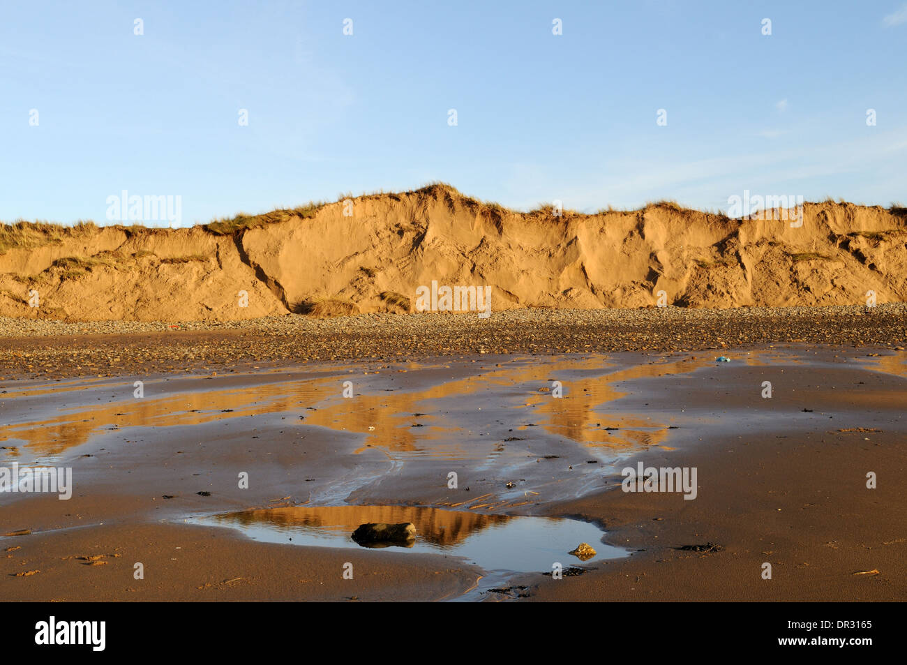 Whiteford Sands et Burrows lumière de fin de soirée sunset Gower Peninsula Wales Cymru UK GO Banque D'Images