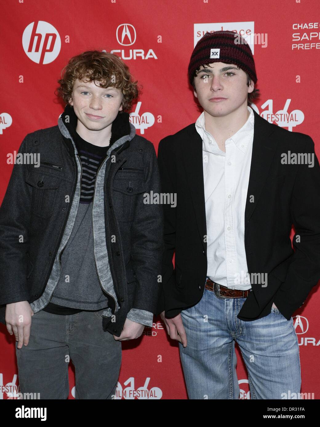 Park City, Utah, USA. 17 Jan, 2014. Dylan Cole, Camron Owens aux arrivées d'HELLION en première mondiale au Festival du Film de Sundance 2014, Library Theatre Centre, Park City, UT 17 Janvier, 2014. Credit : James Atoa/Everett Collection/Alamy Live News Banque D'Images