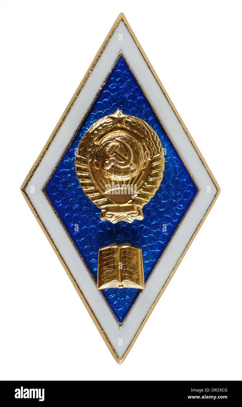 Graduate badge indiquant l'enseignement supérieur de l'époque soviétique Banque D'Images