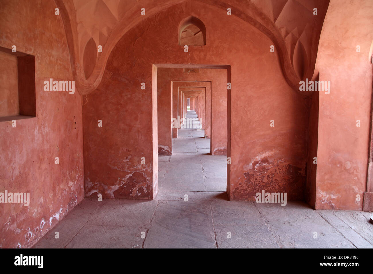 Le recul des entrées par Taj Mahal, Inde Banque D'Images