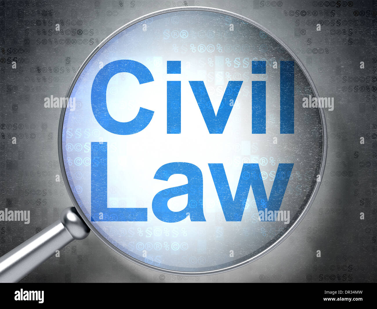 Concept de droit : Droit civil avec verre optique Banque D'Images