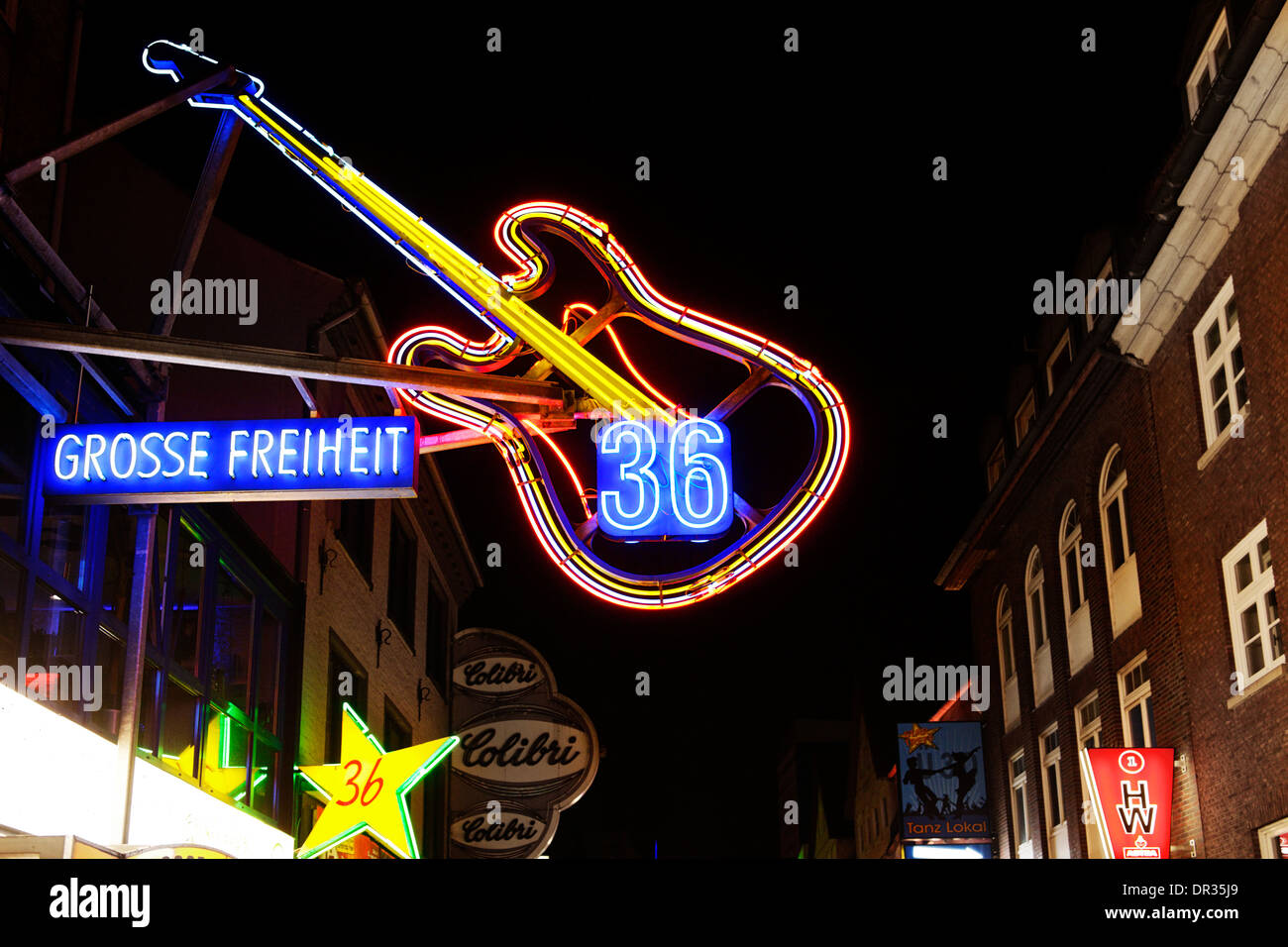 Grosse Freiheit 36, quartier légendaire club, néon, St Pauli, Reeperbahn, Hambourg, Allemagne, Europe Banque D'Images