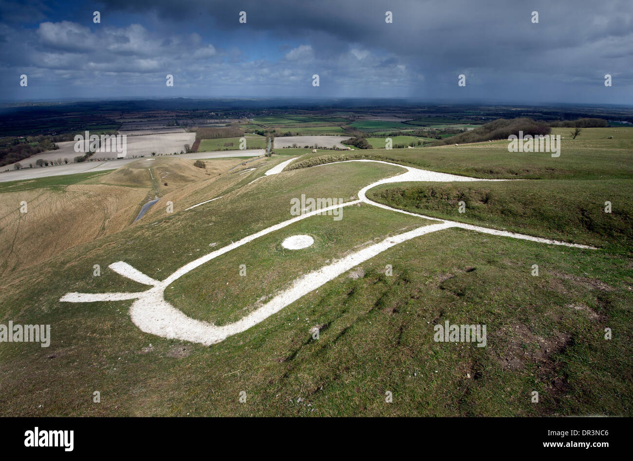 The Uffington White Horse, Wiltshire, Royaume-Uni. Banque D'Images