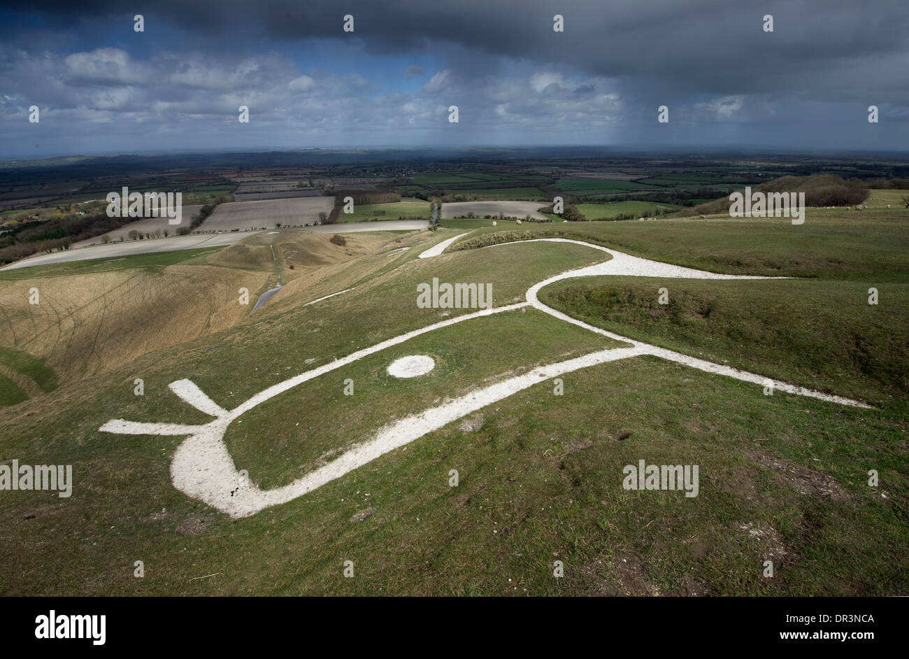 The Uffington White Horse, Wiltshire, Royaume-Uni. Banque D'Images